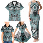 Aotearoa Iwi Ngati Paoa Personalised Family Matching Tank Maxi Dress and Hawaiian Shirt Maori Kowhaiwhai Pattern