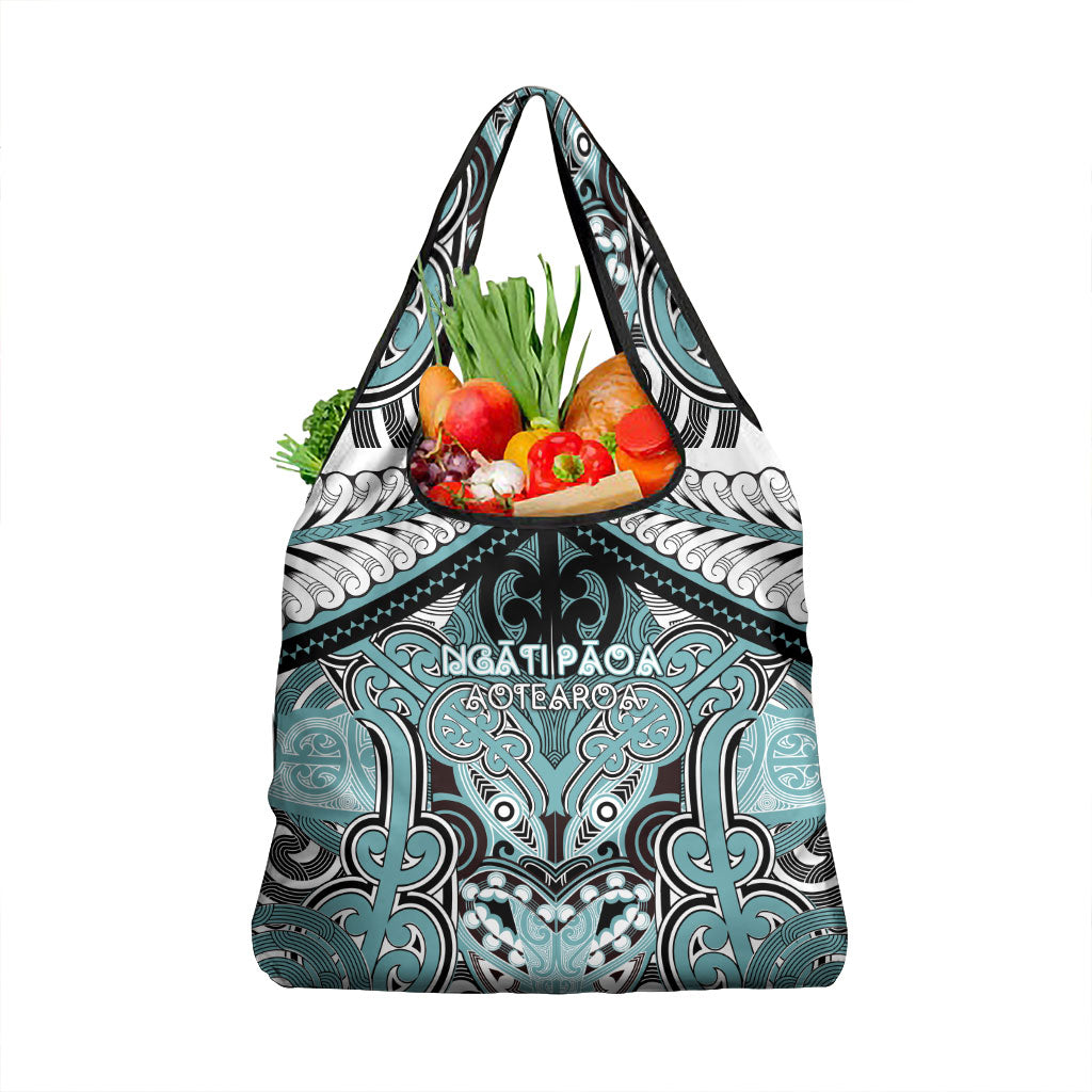 Aotearoa Iwi Ngati Paoa Grocery Bag Maori Kowhaiwhai Pattern