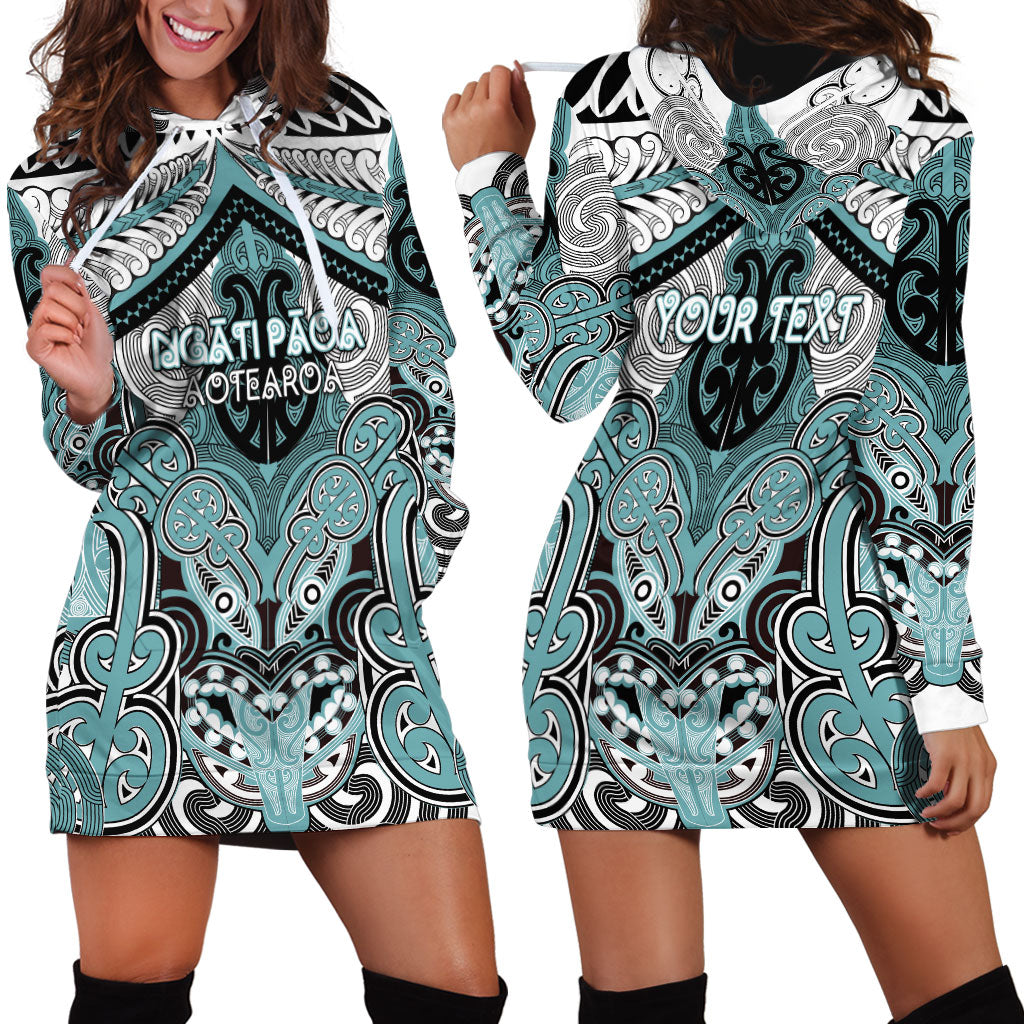 Aotearoa Iwi Ngati Paoa Personalised Hoodie Dress Maori Kowhaiwhai Pattern