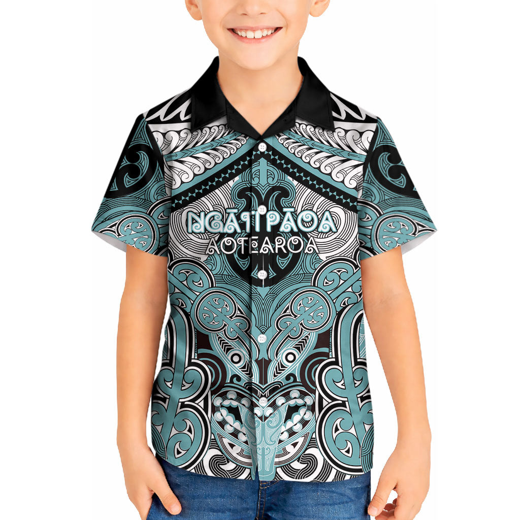 Aotearoa Iwi Ngati Paoa Personalised Kid Hawaiian Shirt Maori Kowhaiwhai Pattern