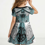 Aotearoa Iwi Ngati Paoa Personalised Kid Short Sleeve Dress Maori Kowhaiwhai Pattern
