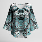 Aotearoa Iwi Ngati Paoa Personalised Kimono Sleeve Blouse Maori Kowhaiwhai Pattern