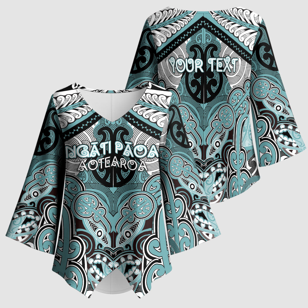 Aotearoa Iwi Ngati Paoa Personalised Kimono Sleeve Blouse Maori Kowhaiwhai Pattern