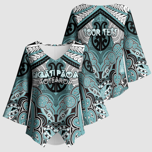 Aotearoa Iwi Ngati Paoa Personalised Kimono Sleeve Blouse Maori Kowhaiwhai Pattern