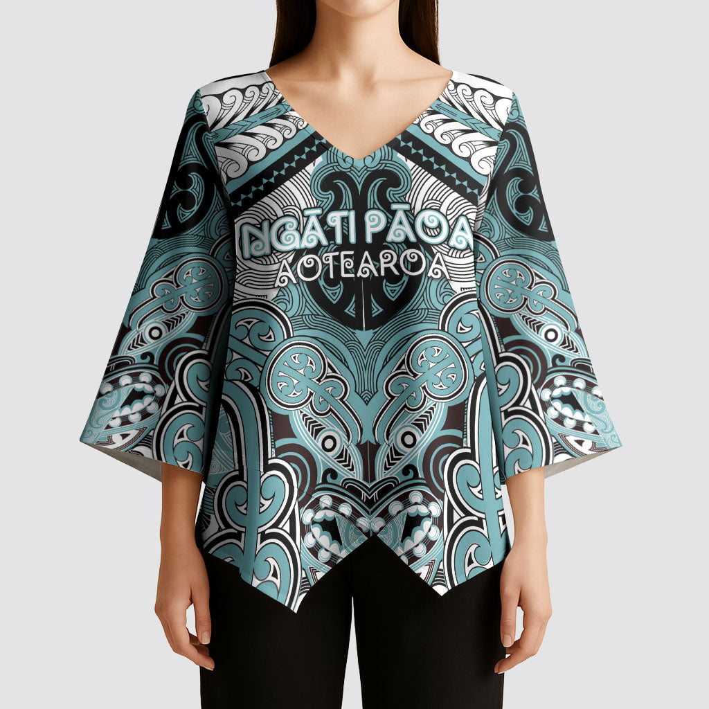 Aotearoa Iwi Ngati Paoa Personalised Kimono Sleeve Blouse Maori Kowhaiwhai Pattern