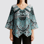 Aotearoa Iwi Ngati Paoa Personalised Kimono Sleeve Blouse Maori Kowhaiwhai Pattern