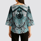 Aotearoa Iwi Ngati Paoa Personalised Kimono Sleeve Blouse Maori Kowhaiwhai Pattern