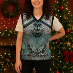 Aotearoa Iwi Ngati Paoa Personalised Christmas Knitted V-Neck Vest Maori Kowhaiwhai Pattern