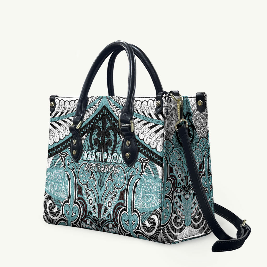 Aotearoa Iwi Ngati Paoa Leather Bag Maori Kowhaiwhai Pattern