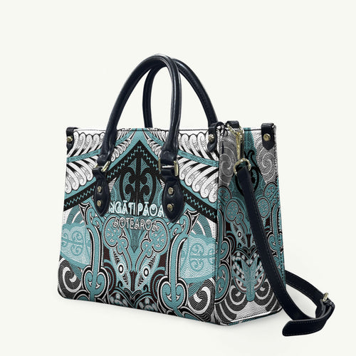 Aotearoa Iwi Ngati Paoa Leather Bag Maori Kowhaiwhai Pattern