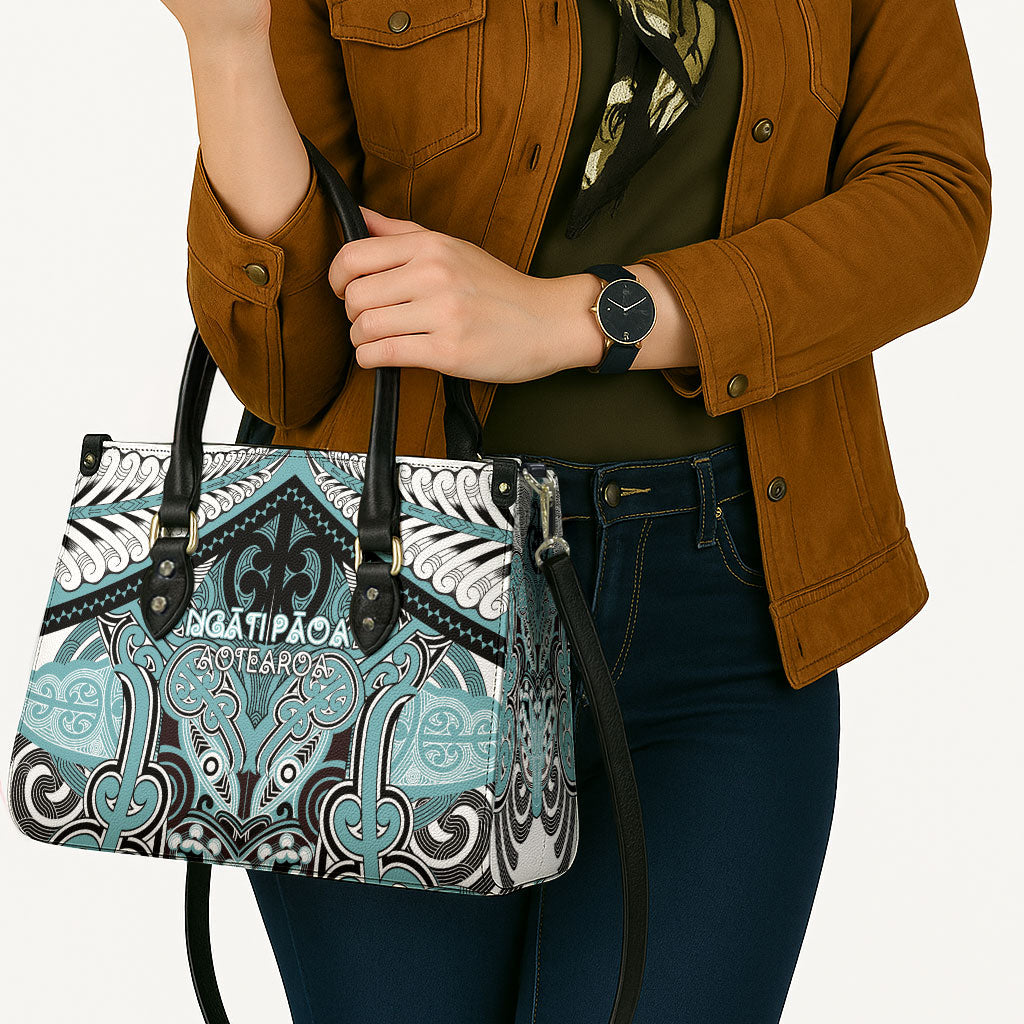 Aotearoa Iwi Ngati Paoa Leather Bag Maori Kowhaiwhai Pattern