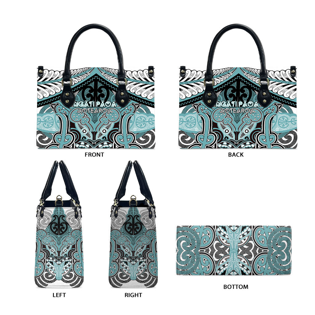 Aotearoa Iwi Ngati Paoa Leather Bag Maori Kowhaiwhai Pattern