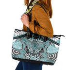 Aotearoa Iwi Ngati Paoa Leather Tote Bag Maori Kowhaiwhai Pattern