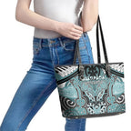 Aotearoa Iwi Ngati Paoa Leather Tote Bag Maori Kowhaiwhai Pattern