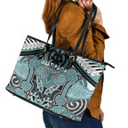 Aotearoa Iwi Ngati Paoa Leather Tote Bag Maori Kowhaiwhai Pattern