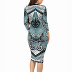 Aotearoa Iwi Ngati Paoa Personalised Long Sleeve Bodycon Dress Maori Kowhaiwhai Pattern