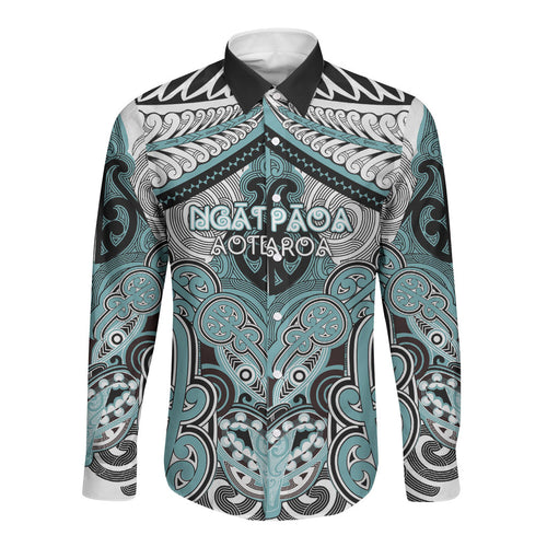 Aotearoa Iwi Ngati Paoa Personalised Long Sleeve Button Shirt Maori Kowhaiwhai Pattern