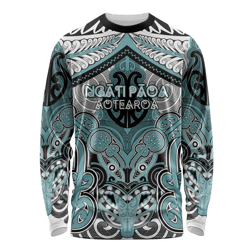 Aotearoa Iwi Ngati Paoa Personalised Long Sleeve Shirt Maori Kowhaiwhai Pattern