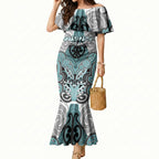 Aotearoa Iwi Ngati Paoa Personalised Mermaid Dress Maori Kowhaiwhai Pattern