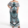 Aotearoa Iwi Ngati Paoa Personalised Off Shoulder Maxi Dress Maori Kowhaiwhai Pattern