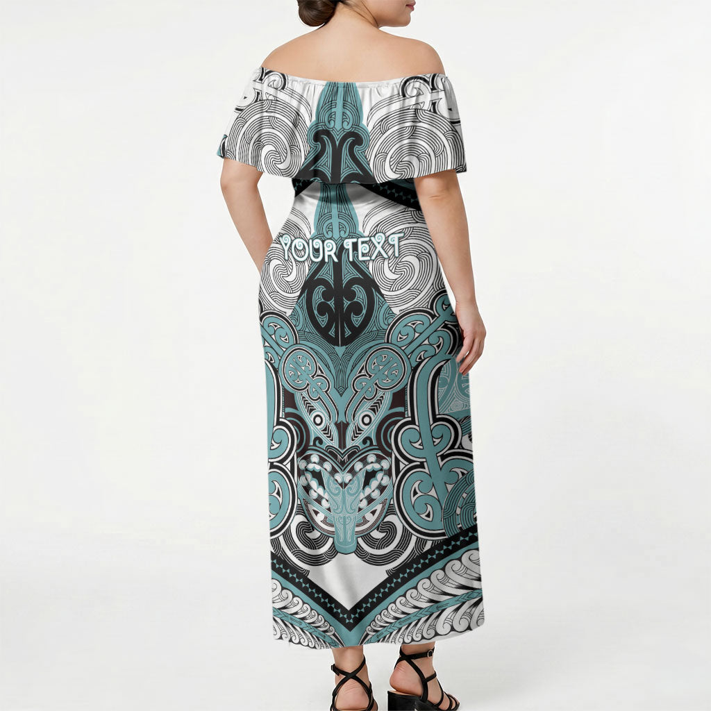 Aotearoa Iwi Ngati Paoa Personalised Off Shoulder Maxi Dress Maori Kowhaiwhai Pattern