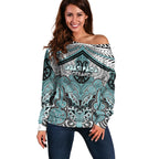 Aotearoa Iwi Ngati Paoa Personalised Off Shoulder Sweater Maori Kowhaiwhai Pattern