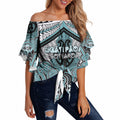 Aotearoa Iwi Ngati Paoa Personalised Off Shoulder Wrap Waist Top Maori Kowhaiwhai Pattern