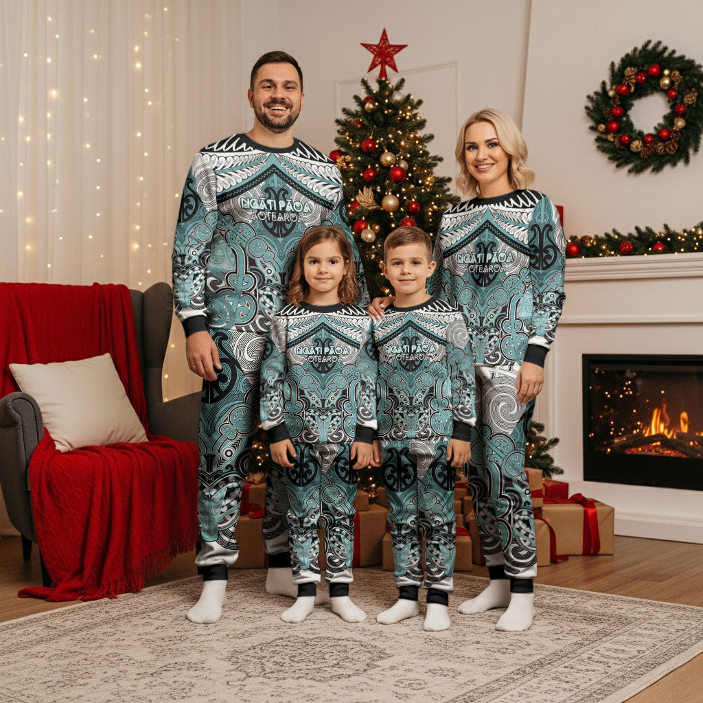 Aotearoa Iwi Ngati Paoa Personalised Christmas Pajama Set Maori Kowhaiwhai Pattern