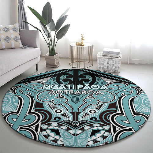 Aotearoa Iwi Ngati Paoa Round Carpet Maori Kowhaiwhai Pattern