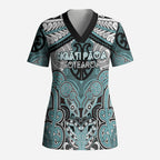 Aotearoa Iwi Ngati Paoa Personalised Scrub Top Maori Kowhaiwhai Pattern
