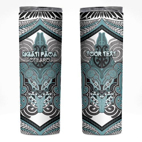 Aotearoa Iwi Ngati Paoa Personalised Skinny Tumbler Maori Kowhaiwhai Pattern