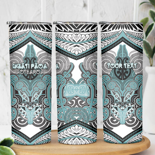 Aotearoa Iwi Ngati Paoa Personalised Skinny Tumbler Maori Kowhaiwhai Pattern