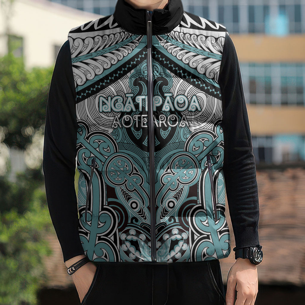 Aotearoa Iwi Ngati Paoa Personalised Sleeveless Puffer Jacket Maori Kowhaiwhai Pattern
