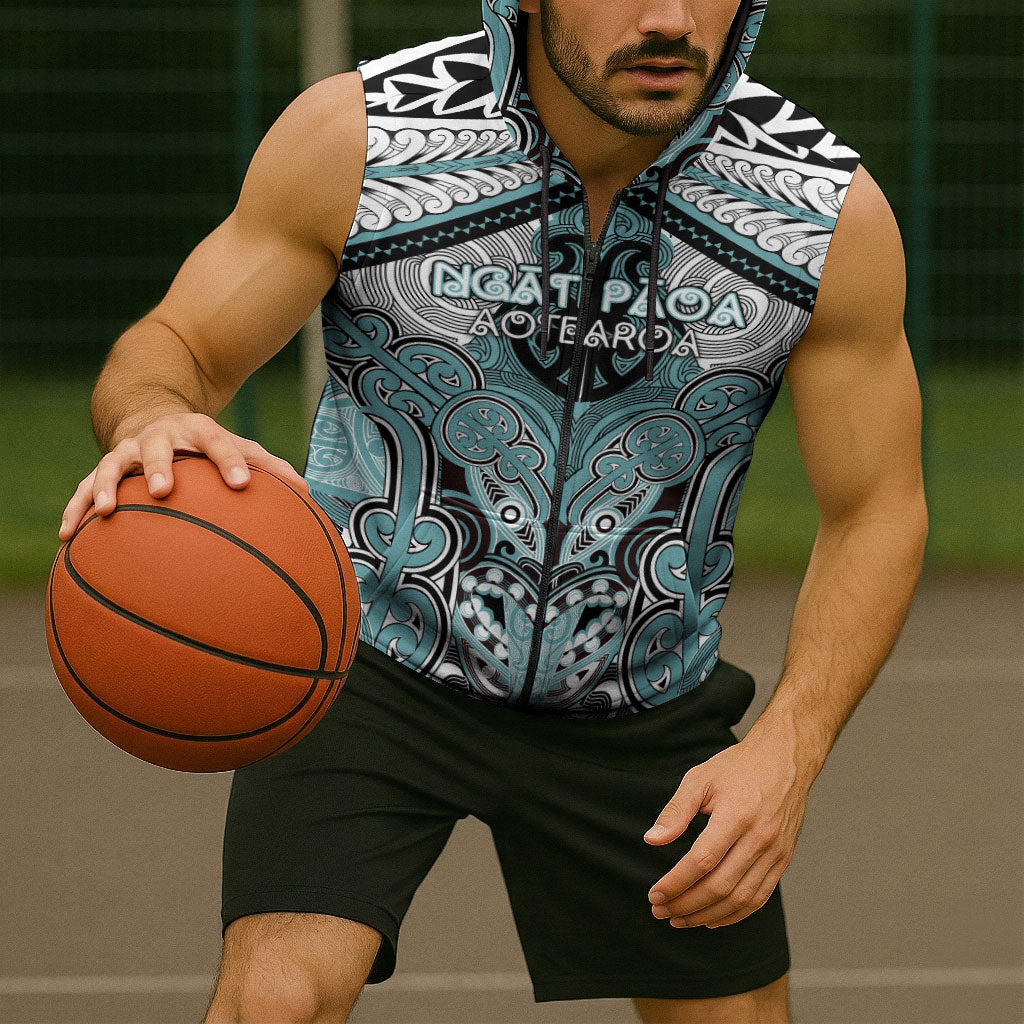 Aotearoa Iwi Ngati Paoa Personalised Sleeveless Zip Hoodie Maori Kowhaiwhai Pattern
