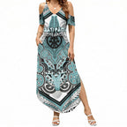 Aotearoa Iwi Ngati Paoa Personalised Summer Maxi Dress Maori Kowhaiwhai Pattern