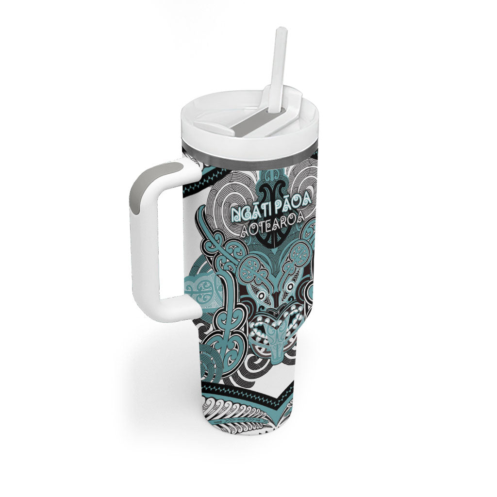 Aotearoa Iwi Ngati Paoa Personalised Tumbler With Handle Maori Kowhaiwhai Pattern