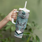 Aotearoa Iwi Ngati Paoa Personalised Tumbler With Handle Maori Kowhaiwhai Pattern