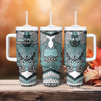 Aotearoa Iwi Ngati Paoa Personalised Tumbler With Handle Maori Kowhaiwhai Pattern