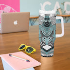 Aotearoa Iwi Ngati Paoa Personalised Tumbler With Handle Maori Kowhaiwhai Pattern