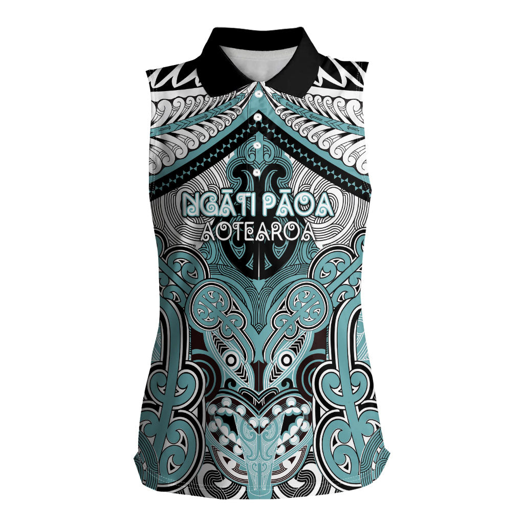 Aotearoa Iwi Ngati Paoa Personalised Women Sleeveless Polo Shirt Maori Kowhaiwhai Pattern
