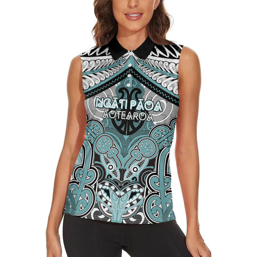 Aotearoa Iwi Ngati Paoa Personalised Women Sleeveless Polo Shirt Maori Kowhaiwhai Pattern