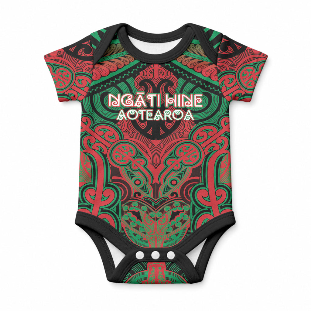 Aotearoa Iwi Ngati Hine Personalised Baby Onesie Maori Kowhaiwhai Pattern
