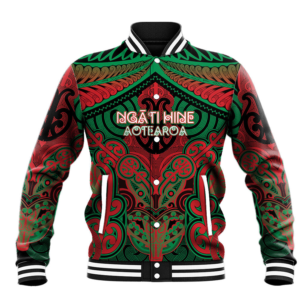 Aotearoa Iwi Ngati Hine Personalised Baseball Jacket Maori Kowhaiwhai Pattern