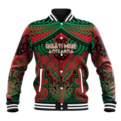Aotearoa Iwi Ngati Hine Personalised Baseball Jacket Maori Kowhaiwhai Pattern
