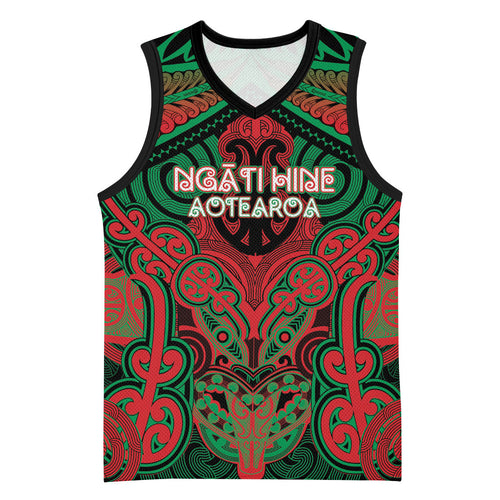 Aotearoa Iwi Ngati Hine Personalised Basketball Jersey Maori Kowhaiwhai Pattern