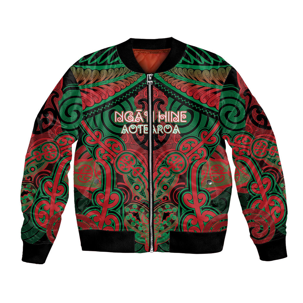 Aotearoa Iwi Ngati Hine Personalised Bomber Jacket Maori Kowhaiwhai Pattern
