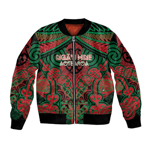 Aotearoa Iwi Ngati Hine Personalised Bomber Jacket Maori Kowhaiwhai Pattern