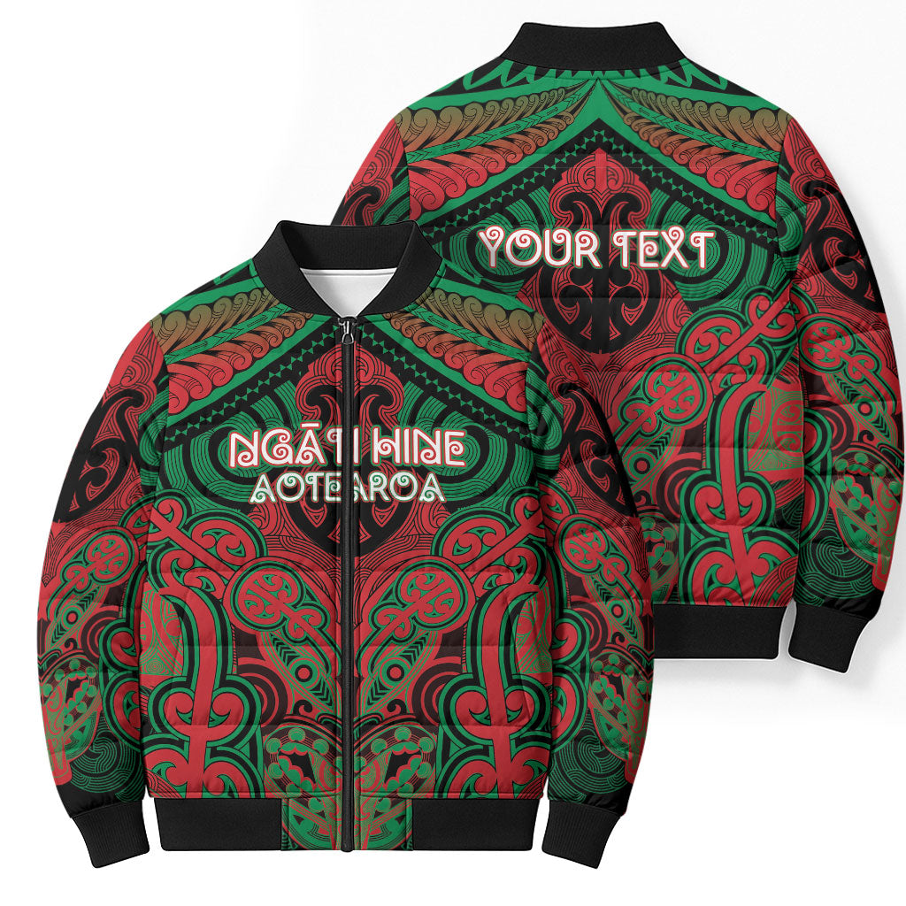 Aotearoa Iwi Ngati Hine Personalised Bomber Puffer Jacket Maori Kowhaiwhai Pattern