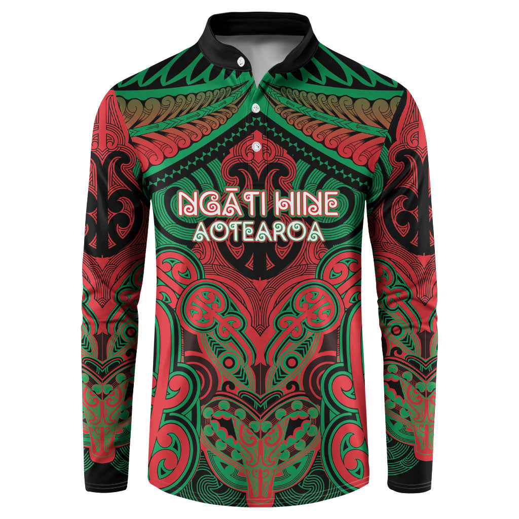 Aotearoa Iwi Ngati Hine Personalised Button Sweatshirt Maori Kowhaiwhai Pattern