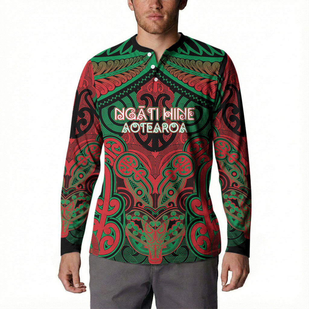 Aotearoa Iwi Ngati Hine Personalised Button Sweatshirt Maori Kowhaiwhai Pattern
